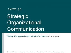 CHAPTER 11 Strategic Organizational Communication Strategic Management Communication