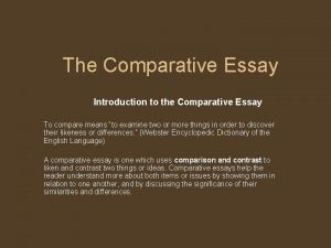 Introduction to a comparative essay