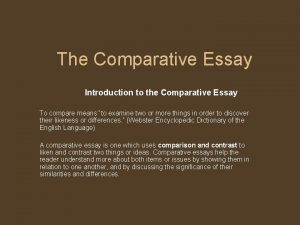 Comparative and superlative essay