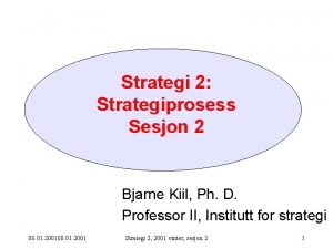 Strategi 2 Strategiprosess Sesjon 2 Bjarne Kiil Ph