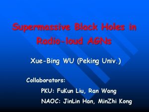 Supermassive Black Holes in Radioloud AGNs XueBing WU