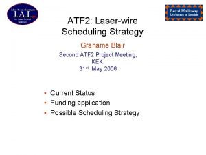 ATF 2 Laserwire Scheduling Strategy Grahame Blair Second