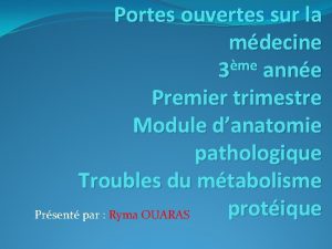 Portes ouvertes sur la mdecine me 3 anne