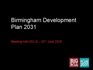 Birmingham development plan 2031