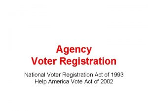 Agency Voter Registration National Voter Registration Act of