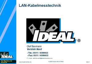 LANKabelmesstechnik Olaf Baxmann Vertrieb Nord Tel 0511 4590452