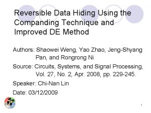 Reversible Data Hiding Using the Companding Technique and