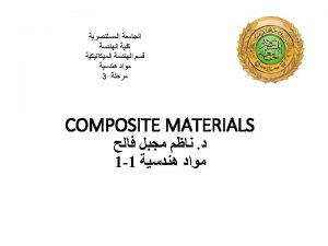 MECH 473 LECTURE 15 COMPOSITES Composite materials are