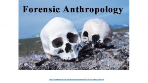 Forensic Anthropology Let the bones tell the story