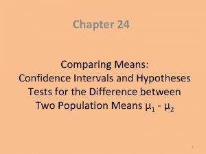 Chapter 24 Comparing Means Confidence Intervals and Hypotheses