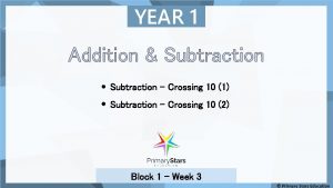 YEAR 1 Addition Subtraction Crossing 10 1 Subtraction