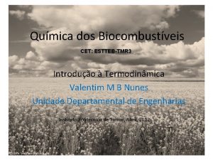 Qumica dos Biocombustveis CET ESTTEBTMR 3 Introduo Termodinmica