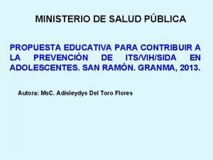 MINISTERIO DE SALUD PBLICA PROPUESTA EDUCATIVA PARA CONTRIBUIR