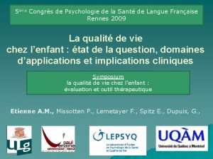 5me Congrs de Psychologie de la Sant de