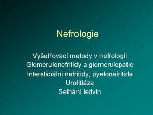 Nefrologie Vyetovac metody v nefrologii Glomerulonefritidy a glomerulopatie