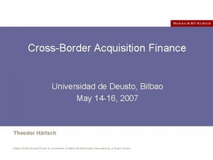 CrossBorder Acquisition Finance Universidad de Deusto Bilbao May