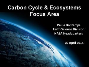 Carbon Cycle Ecosystems Focus Area Paula Bontempi Earth
