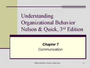 Understanding Organizational Behavior Nelson Quick 3 rd Edition