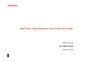 High Power High Brightness Laser Diode Technology Berthold