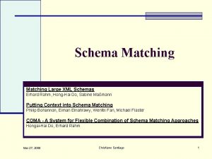 Schema Matching Large XML Schemas Erhard Rahm HongHai