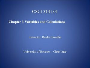 CSCI 3131 01 Chapter 3 Variables and Calculations