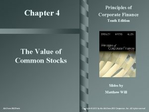 Chapter 4 Principles of Corporate Finance Tenth Edition