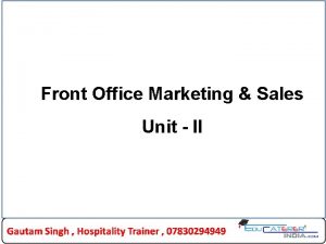 Sales and marketing in front office