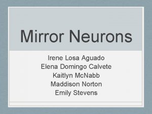 Mirror Neurons Irene Losa Aguado Elena Domingo Calvete