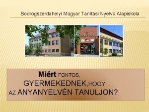 Bodrogszerdahelyi Magyar Tantsi Nyelv Alapiskola Mirt FONTOS GYERMEKEDNEK