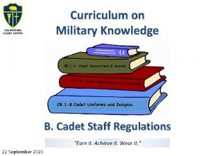 Curriculum on Military Knowledge B Cadet Staff Regulations