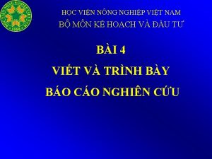 HC VIN NNG NGHIP VIT NAM B MN