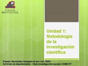 Unidad 1 Metodologa de la investigacin cientfica Fuente