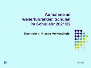 Aufnahme an weiterfhrenden Schulen im Schuljahr 202122 Nach