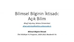 Bilimsel Bilginin ktisad Ak Bilim Altu Yalnta Ankara