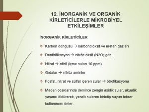 12 NORGANK VE ORGANK KRLETCLERLE MKROBYEL ETKLEMLER NORGANK