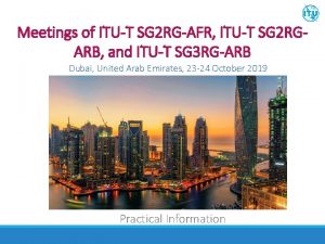 Meetings of ITUT SG 2 RGAFR ITUT SG