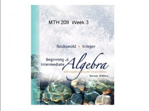 MTH 209 Week 3 Due for this week