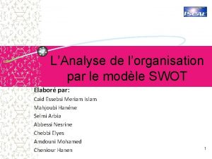 LAnalyse de lorganisation par le modle SWOT Elabor