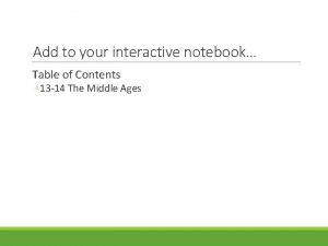 Add to your interactive notebook Table of Contents