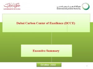 Dubai Carbon Center of Excellence DCCE Executive Summary