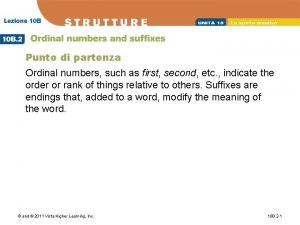 Punto di partenza Ordinal numbers such as first