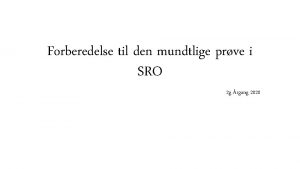 Sro mundtlig