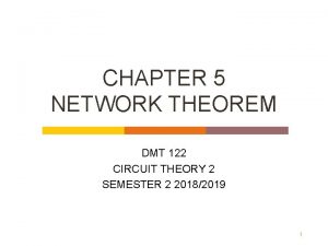 CHAPTER 5 NETWORK THEOREM DMT 122 CIRCUIT THEORY