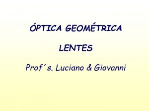 PTICA GEOMTRICA LENTES Profs Luciano Giovanni LENTES ESFRICAS