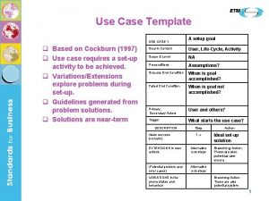 Cockburn use case template Cockburn use case template