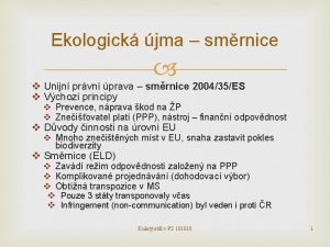 Ekologick jma smrnice v Unijn prvn prava smrnice