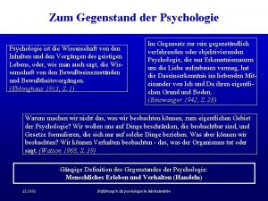 Gegenstand der psychologie