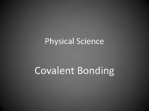 Covalent bond concept map