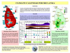 CLIMATE CALENDAR FOR SRI LANKA Introduction Sri Lanka