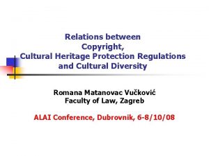 Relations between Copyright Cultural Heritage Protection Regulations and